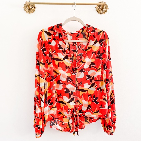 Billabong Tops - Billabong Clear Days Floral Boho Tie Front Top